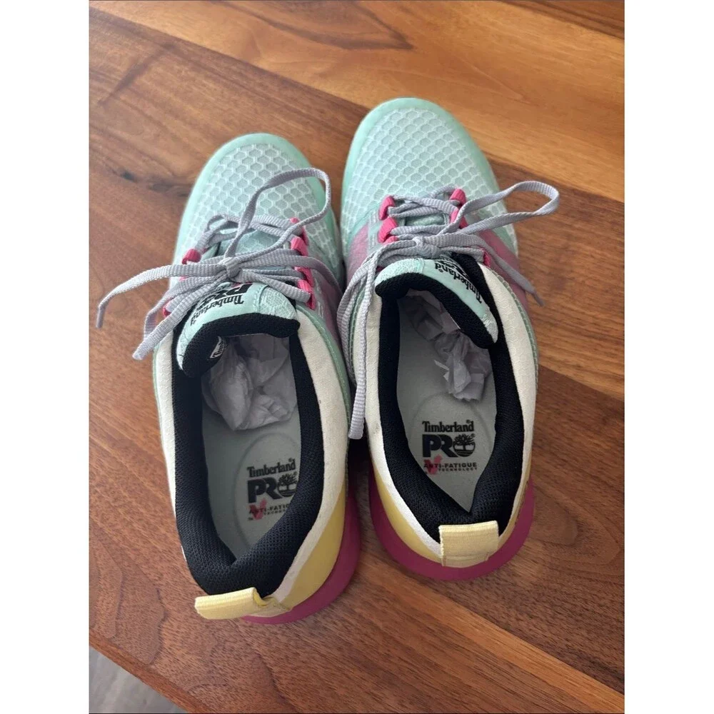 Timberland PRO Radius Comp Toe Pink Green Work Utility Sneaker Shoes Size 8